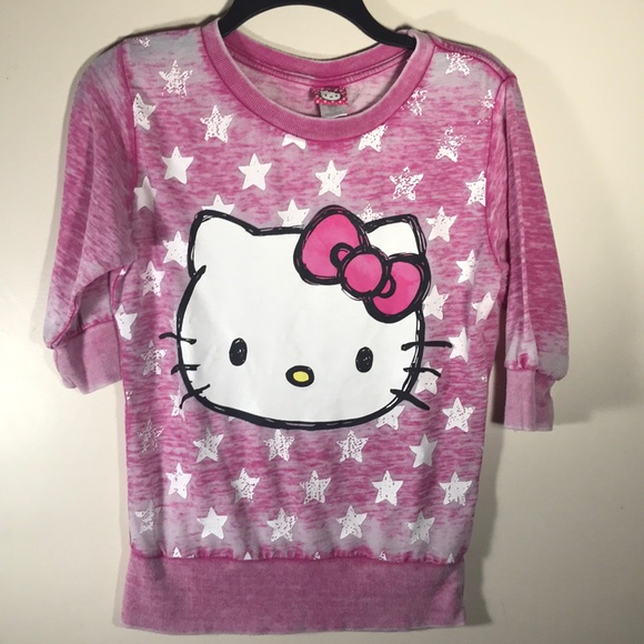 Hello Kitty Other - 🎈SOLD🎈Hello Kitty Large loge face Top kids fits Size L